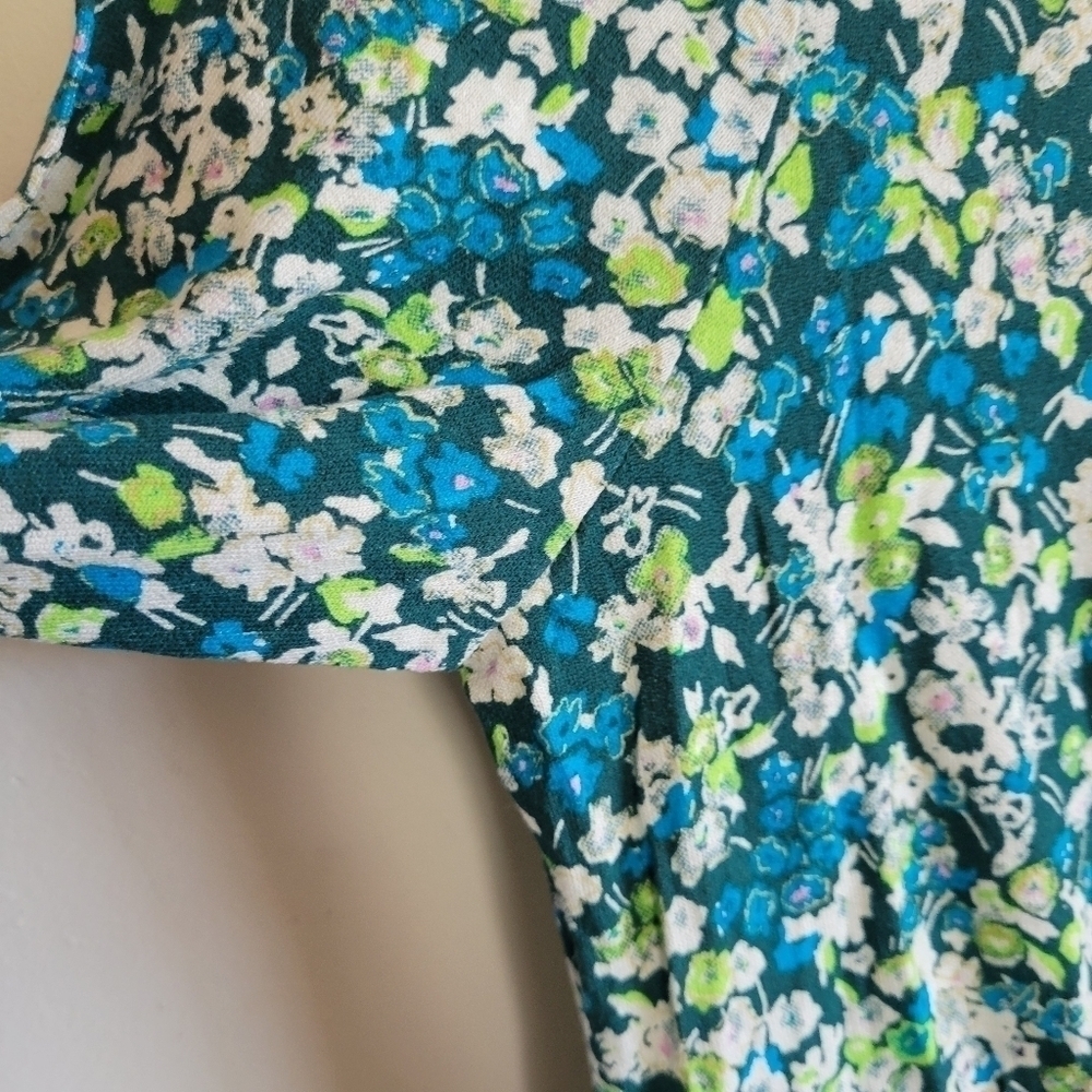 BP. Mini Dress Floral Blue Green Lightweight Long Sleeve Small S - Picture 8 of 9